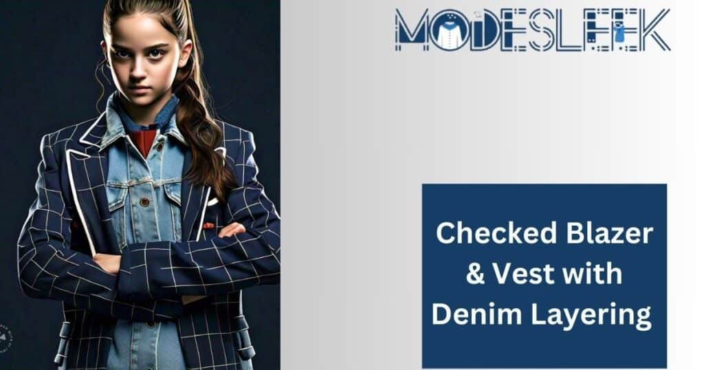 Checked Blazer & Vest with Denim Layering 