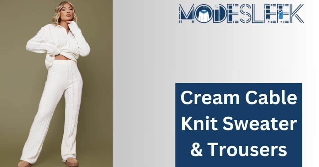 Cream Cable-Knit Sweater & Trousers