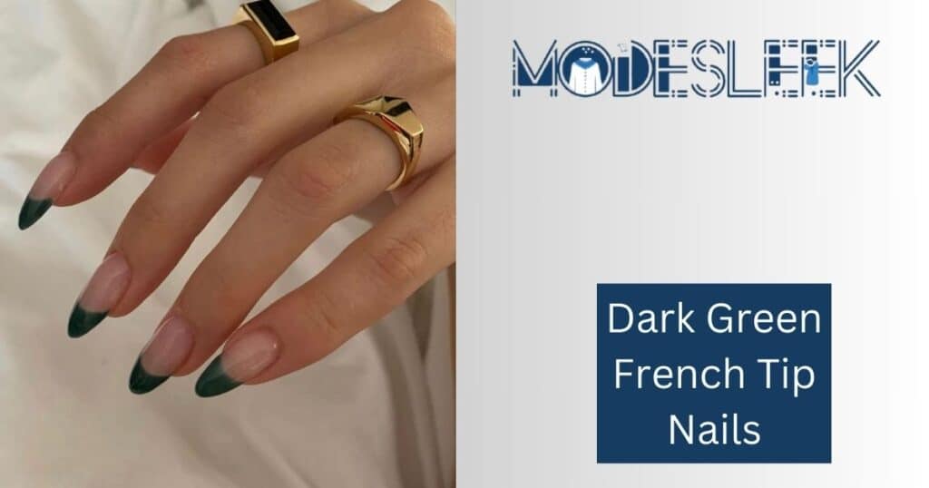 Dark Green French Tip Nails