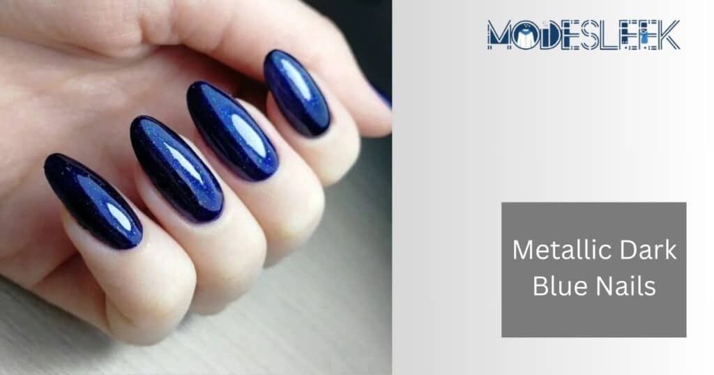 Metallic Dark Blue Nails