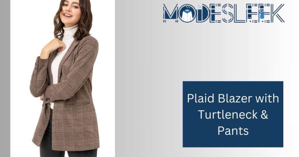 Plaid Blazer with Turtleneck & Pants