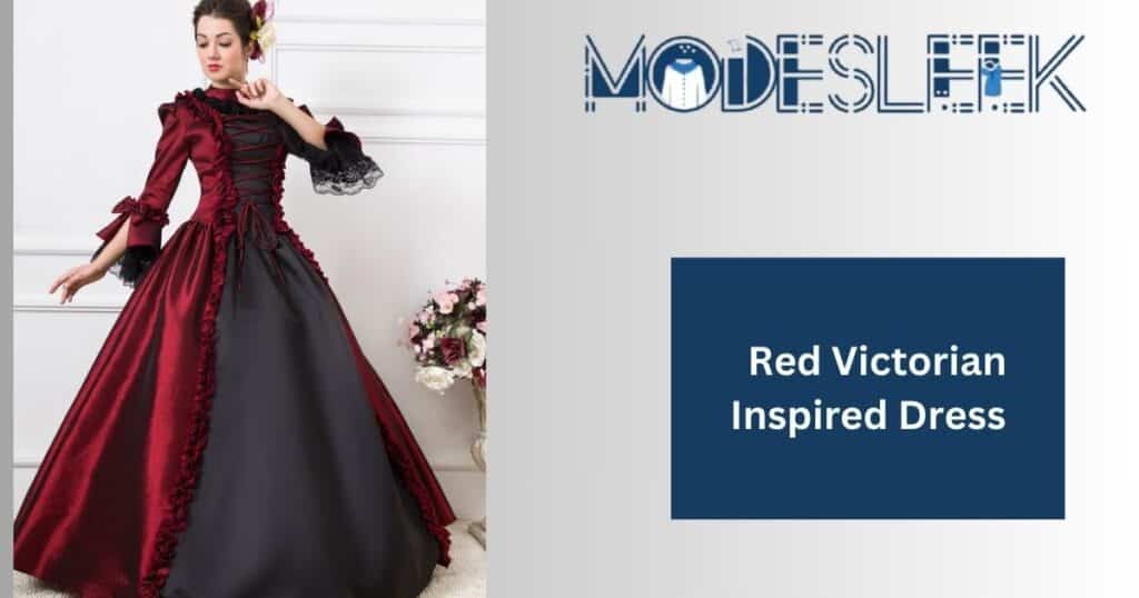 Red Victorian-Inspired Dress