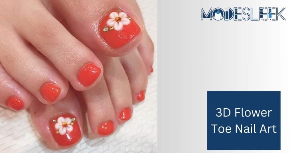 3D Flower Toe Nail Art