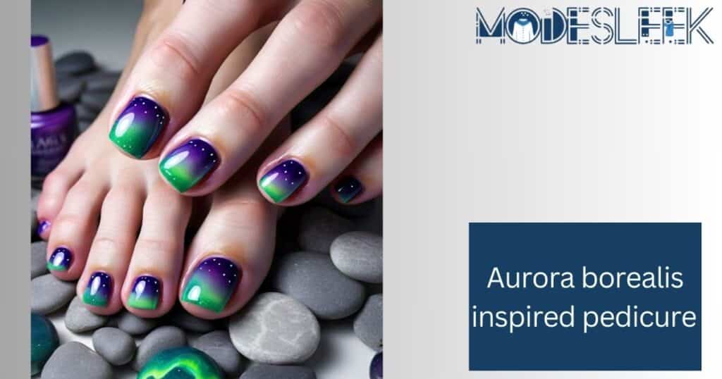 Aurora borealis inspired pedicure 