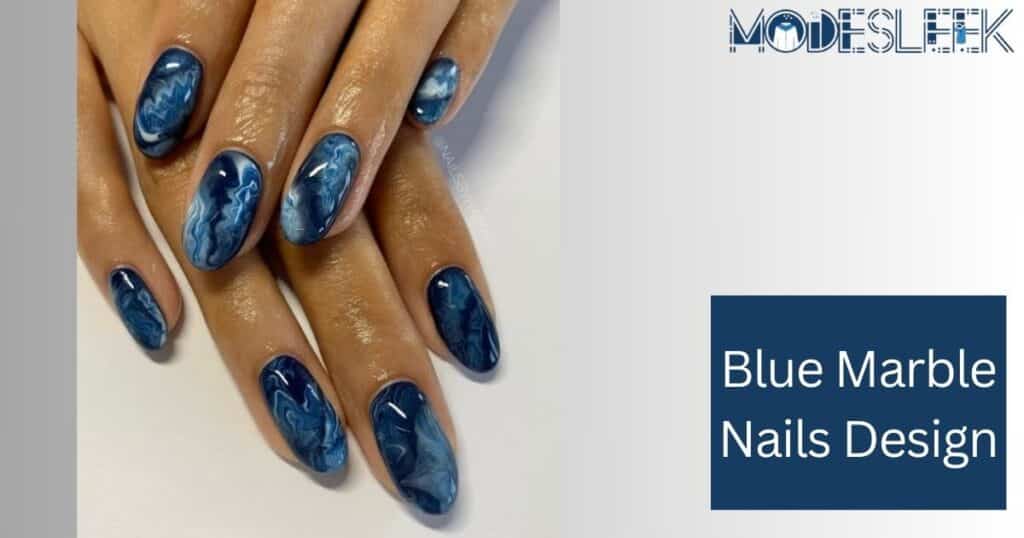 Blue Marble Nails Design