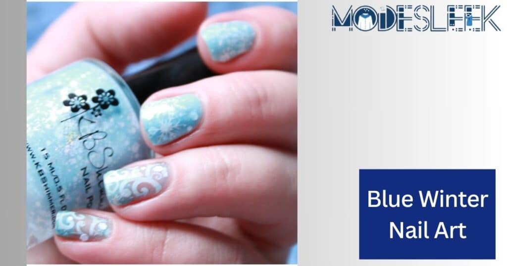 Blue Winter Nail Art