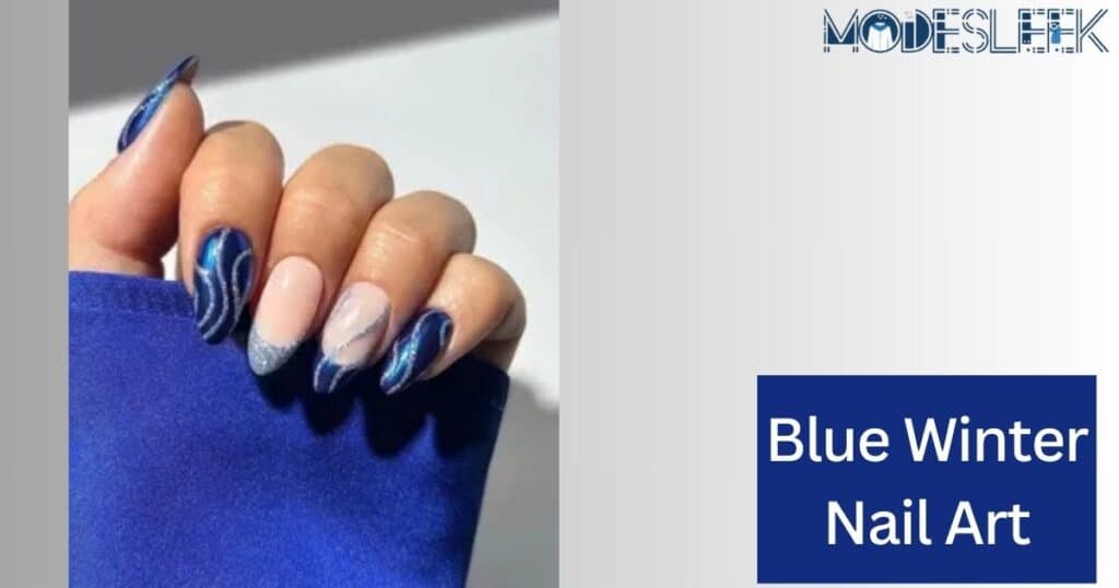 Blue winter nail art