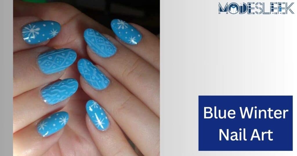 Blue winter nail art