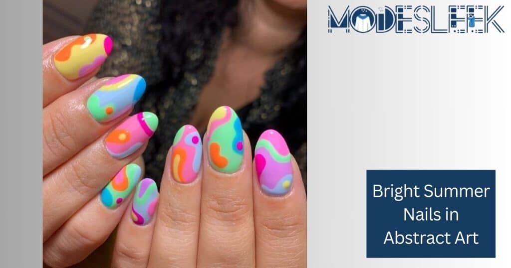 Bright Summer Nails in Abstract Art