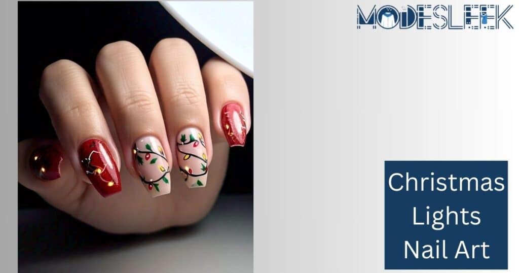 Christmas Lights Nail Art