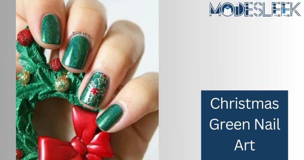 Christmas green nail art