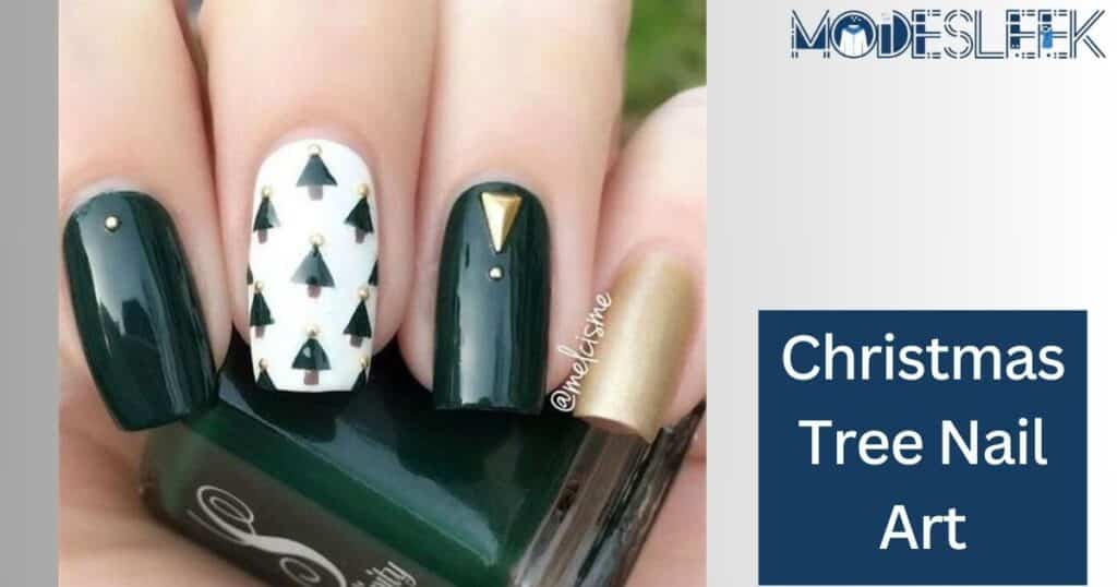 Christmas tree nail art