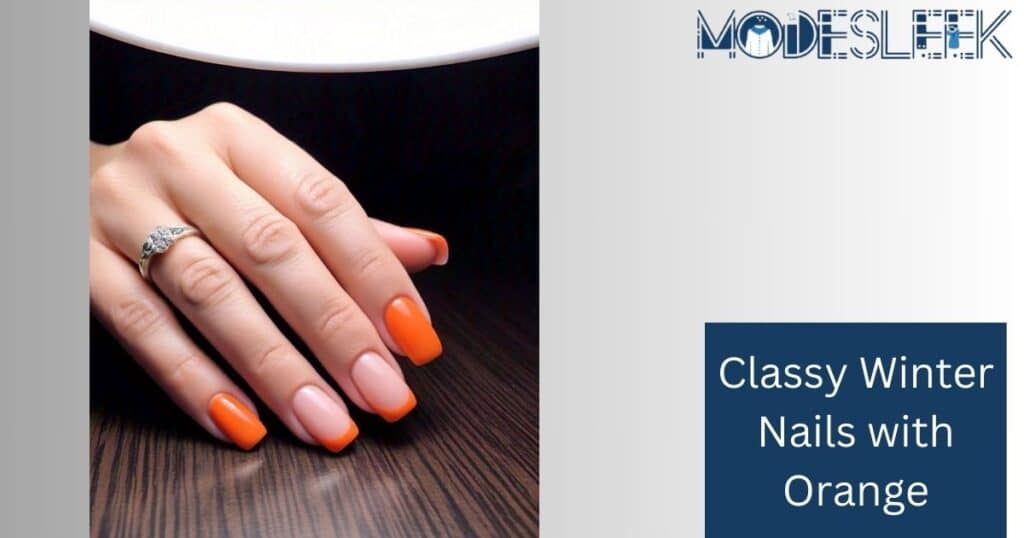 Classy Winter Nails with Orange