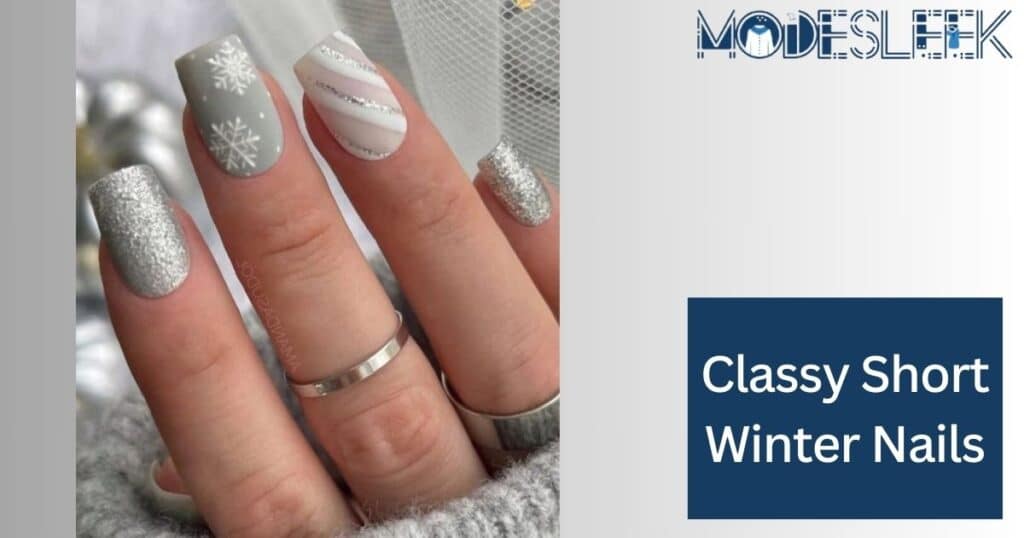 Classy short winter nails