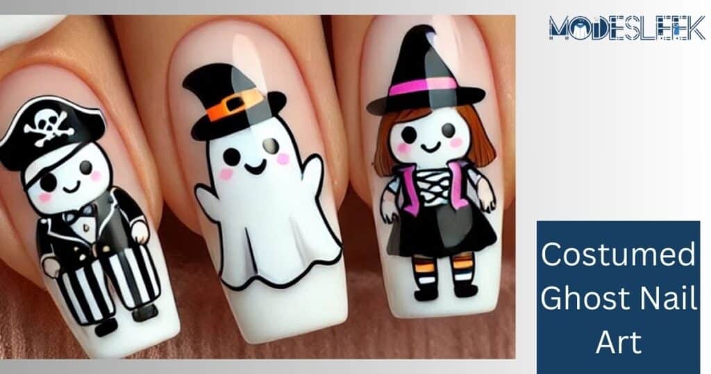 Costumed Ghost Nail Art

