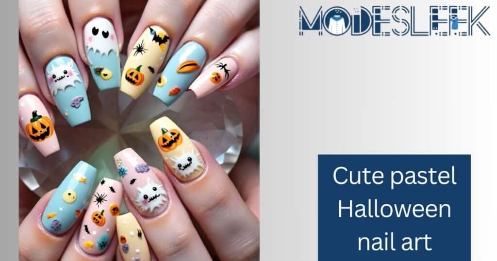 Cute pastel Halloween nail art