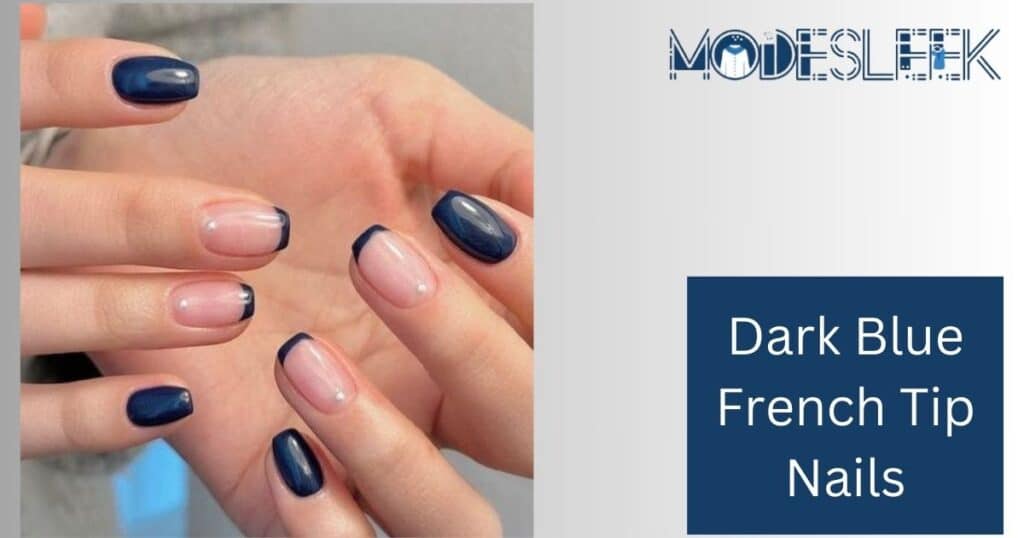 Dark Blue French Tip Nails