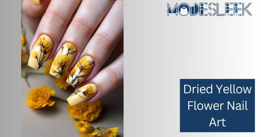 Dried Yellow Flower Nail Art