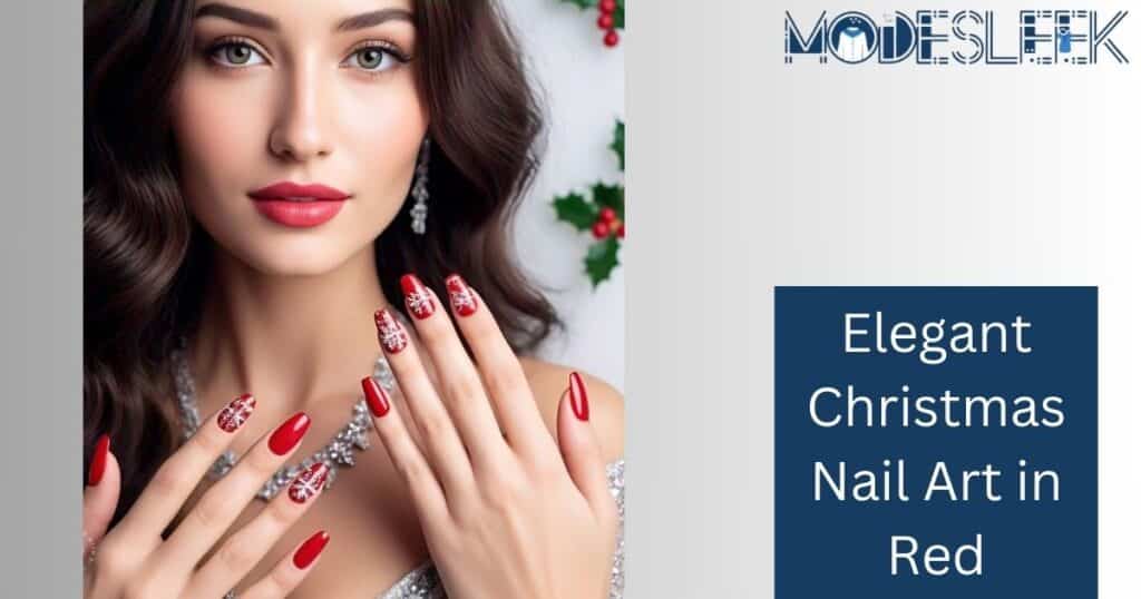 Elegant Christmas Nail Art in Red