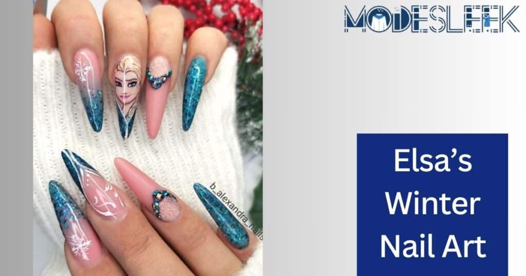 Elsa’s winter nail art