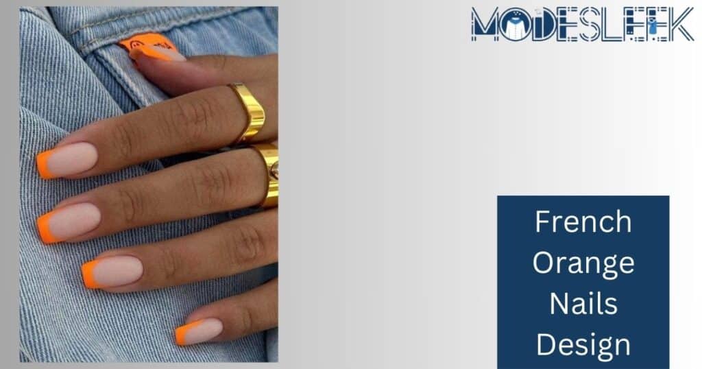 French Orange Nails Design