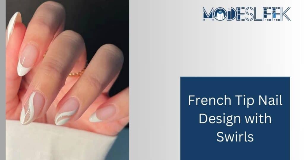 French Tip Nail Design with Swirls