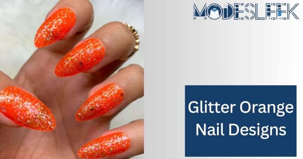 Glitter Orange Nail Designs