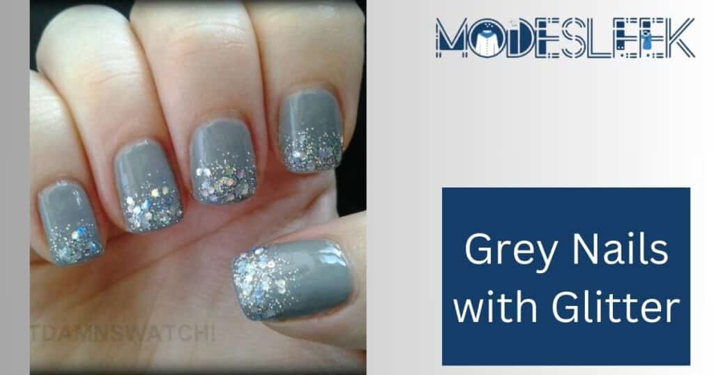 Grey Nails with Glitter