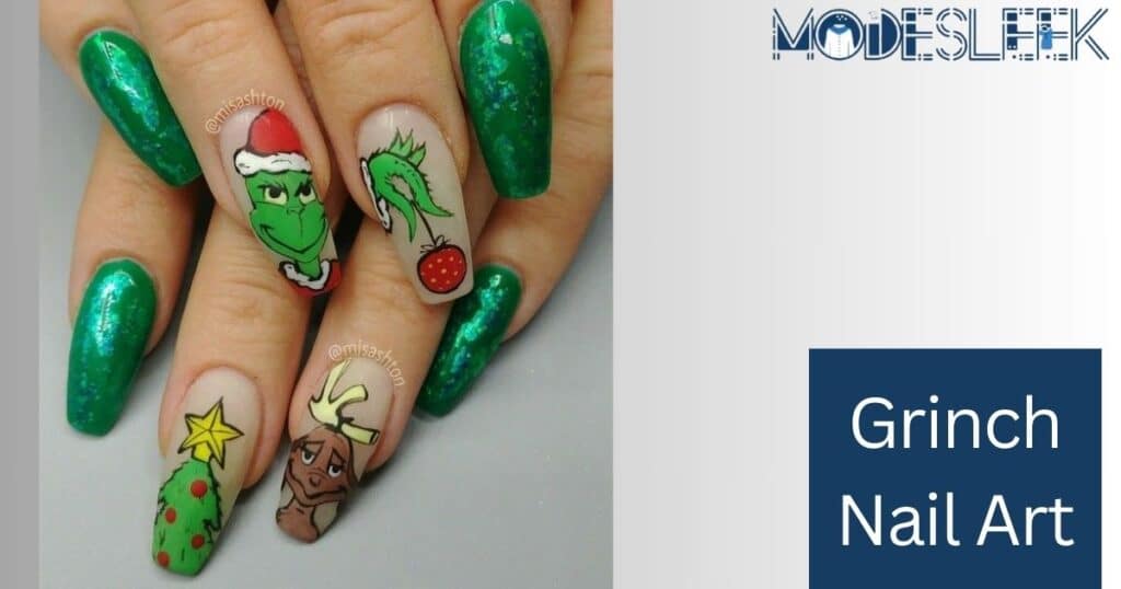 Grinch nail art