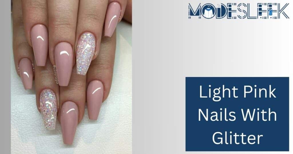 Light Pink Nails With Glitter