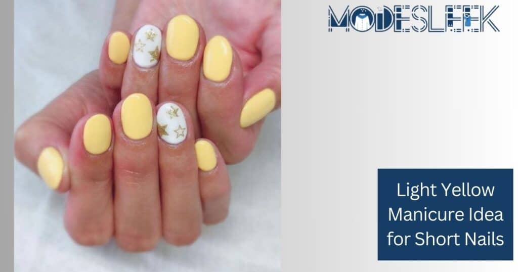 Light Yellow Manicure Idea for Short Nails