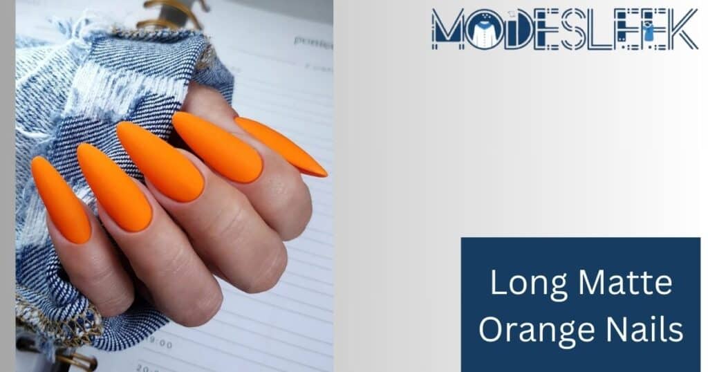 Long Matte Orange Nails