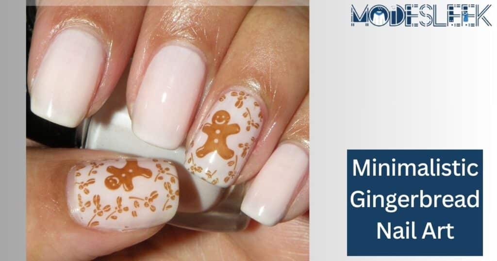 Minimalistic gingerbread nail art