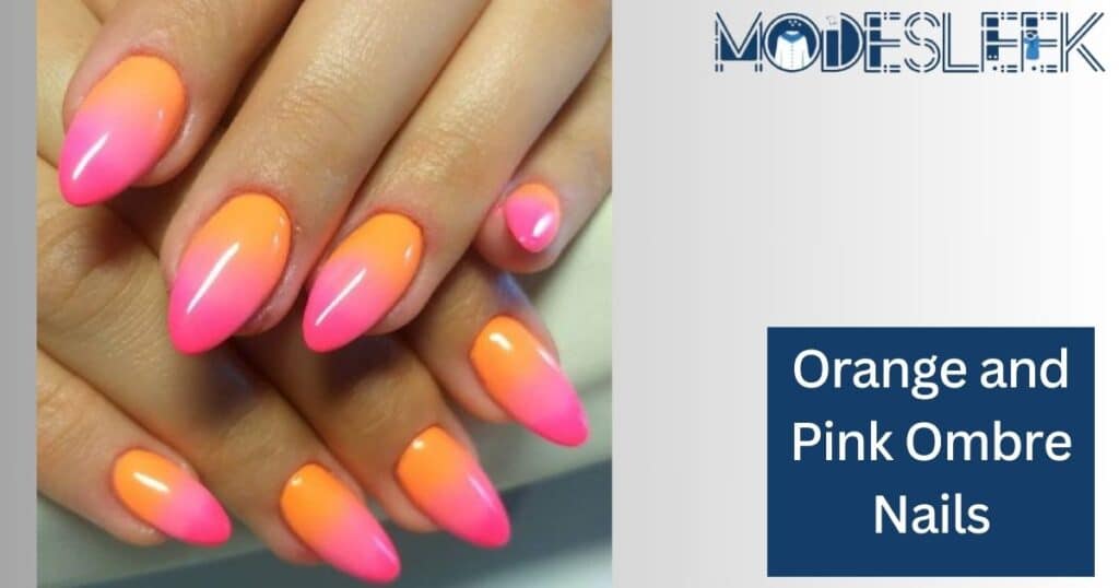 Orange and Pink Ombre Nails