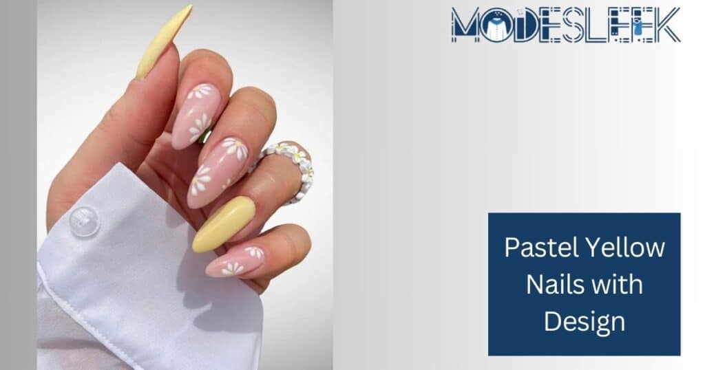 Pastel Yellow Nails with Design