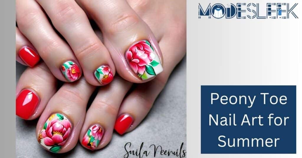 Peony Toe Nail Art for Summer