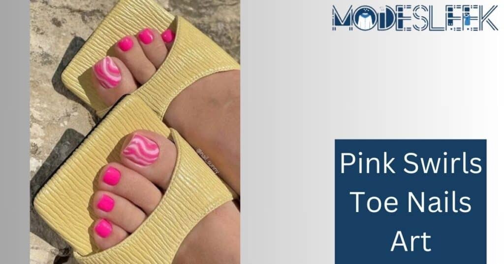 Pink Swirls Toe Nails Art