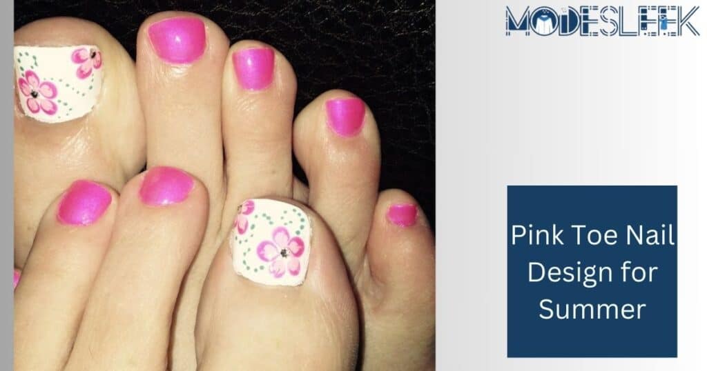 Pink Toe Nail Design for Summer