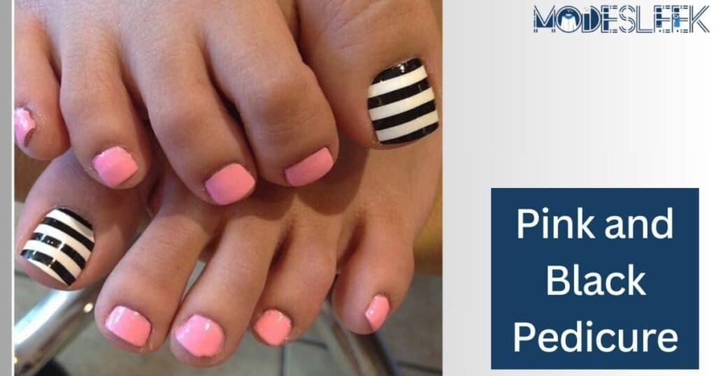 Pink and Black Pedicure