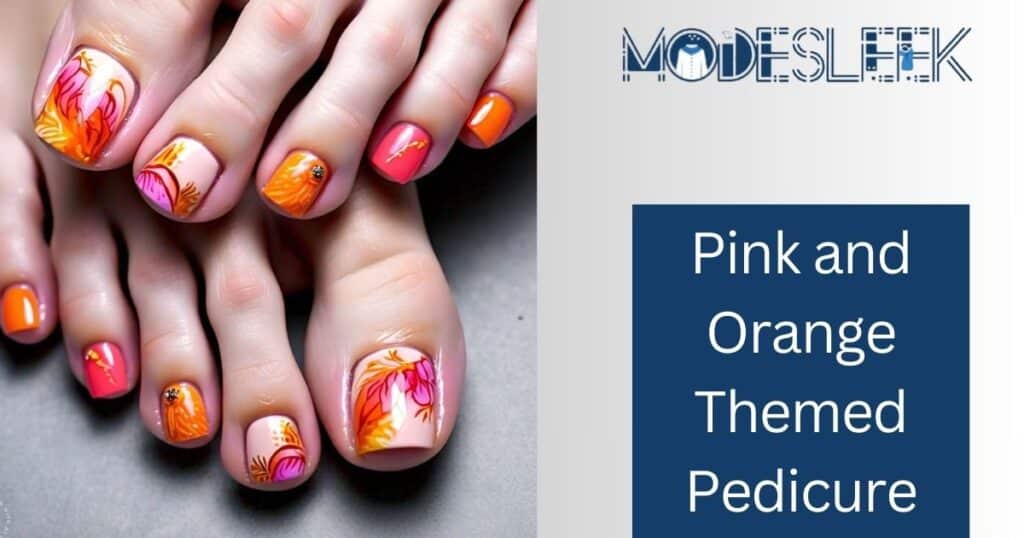 Pink and Orange-Themed Pedicure