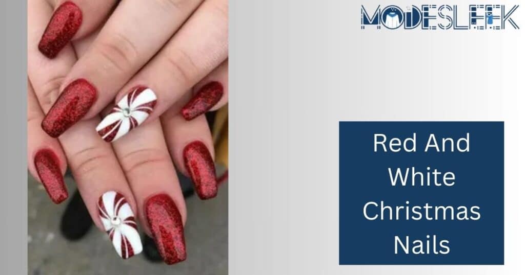 Red And White Christmas Nails