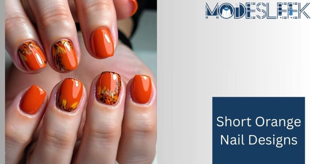 Short Orange Nail Designs