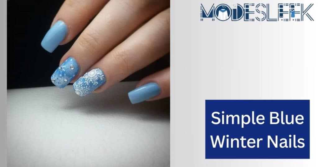 Simple Blue Winter Nails