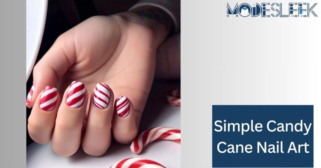 Simple candy cane nail art