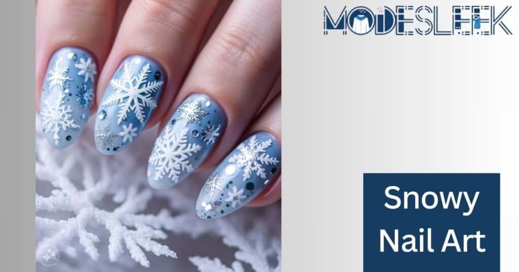 Snowy nail art