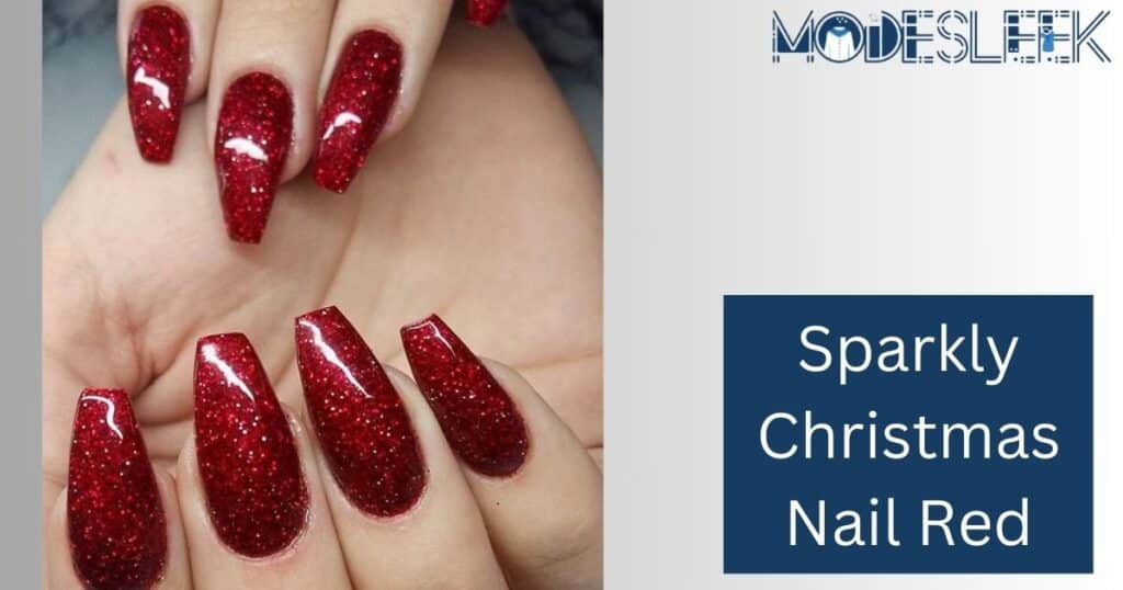 Sparkly Christmas Nail Red