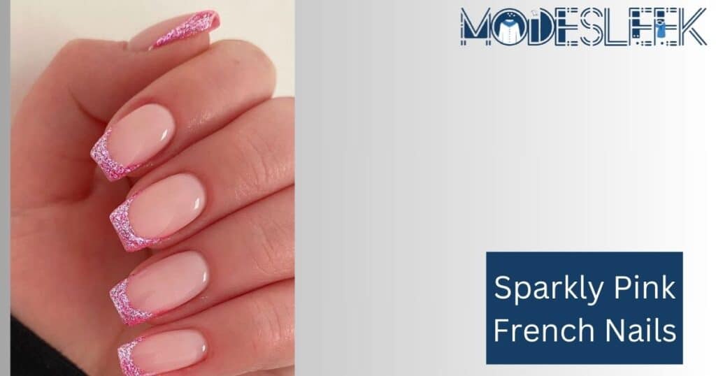 Sparkly Pink French Nails