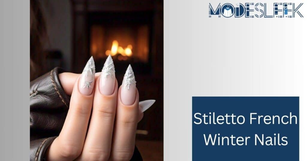 Stiletto French winter nails