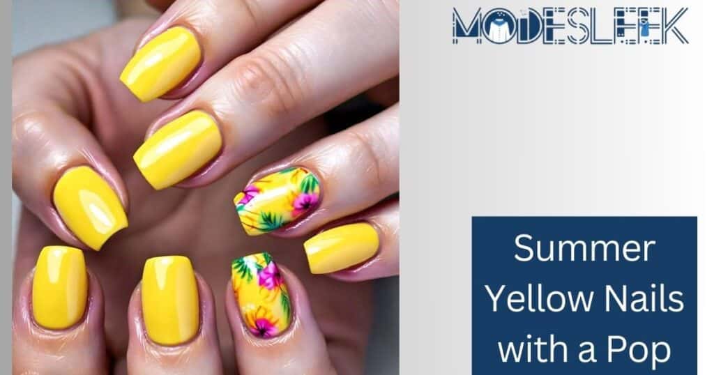 Summer Yellow Nails with a Pop