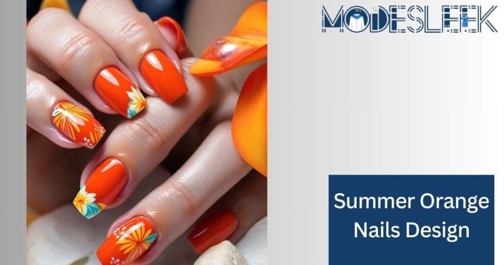 Summer orange nails design